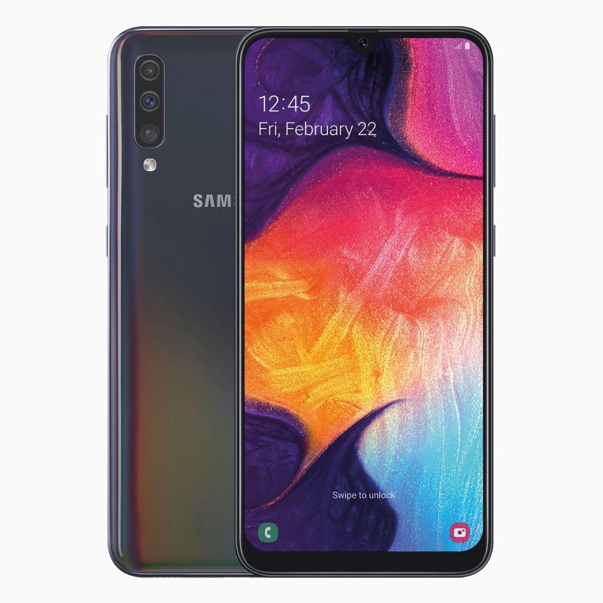 Refurbished Samsung Galaxy A50 Zwart voorkant achterkant